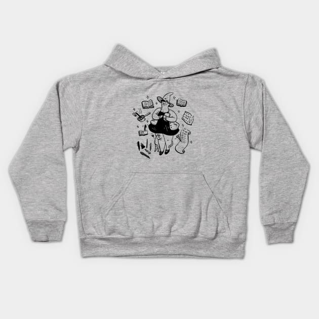 Cozy Witch Kids Hoodie by seaeyedraw